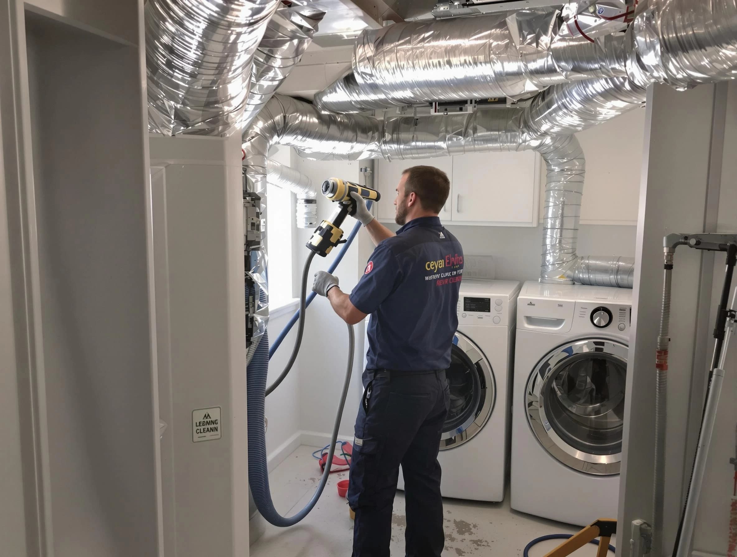North Providence Dryer Vent Cleaning specialist using advanced equipment for thorough duct cleaning in North Providence